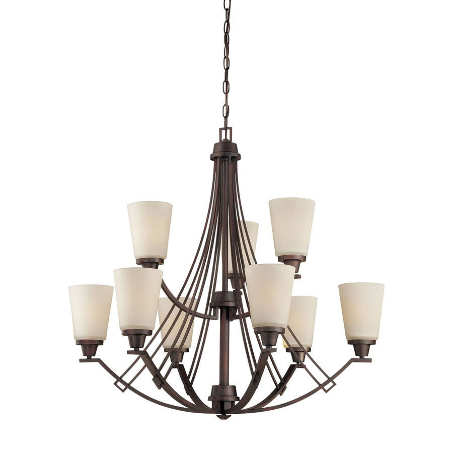 Atlas Lighting Wright 33in 9-Light Chandelier | Transitional Espresso and White Frosted Glass | Dining Room & Kitchen Island | Model CL11404-BN
