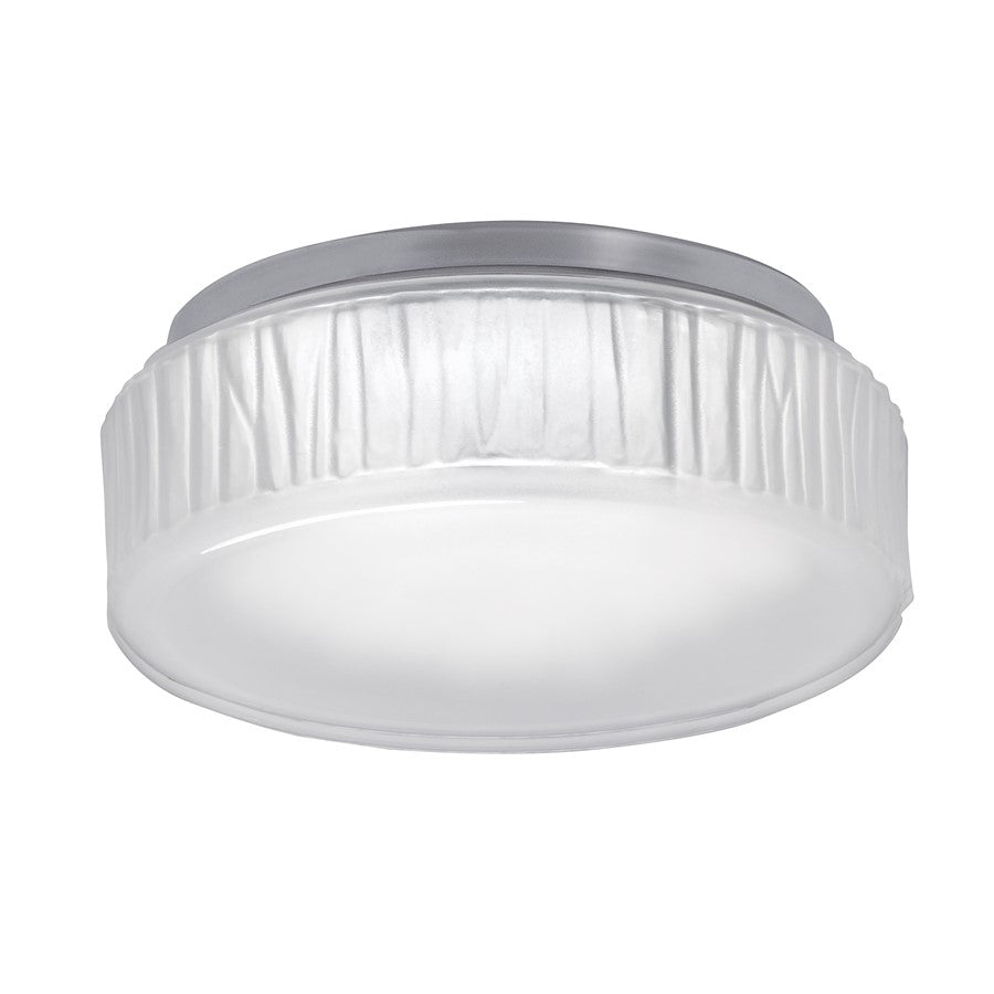 Atlas Lighting Bark 7in Integrated LED Flush Mount | Modern Polished Nickel and White Frosted Glass | Hallway & Bathroom Ceiling | Model CL11421-NK