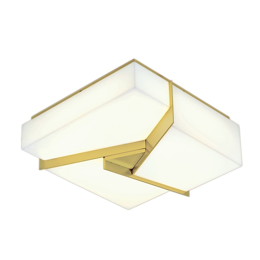 Atlas Lighting Candeau 12.75in Integrated LED Flush Mount | Modern Satin Brass and White Acrylic | Kitchen & Bathroom Ceiling | Model CL11426-BS