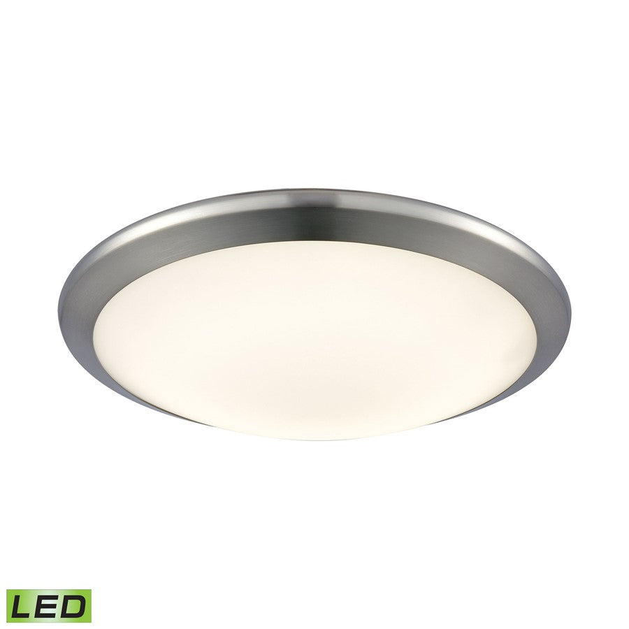 Atlas Lighting Clancy 12in 1-Light LED Flush Mount | Modern Chrome and White Glass | Kitchen & Bathroom | 12 x 12 x 3 in | Model CL11430-CH