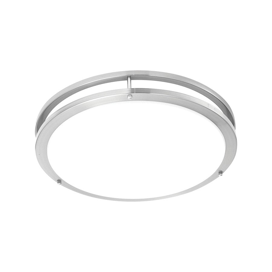 Atlas Clarion 14in 1-Light Flush Mount | Modern Brushed Nickel and White Glass | Hallway & Bedroom Ceiling Light | 14 x 14 x 4 in | Model CL11433-NK