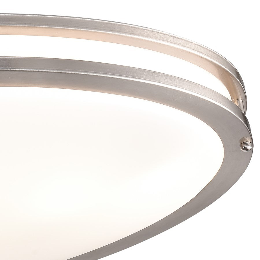 Atlas Clarion 32.5in 6-Light Flush Mount | Modern Brushed Nickel and White Glass | Living Room & Hallway Ceiling Light | Model CL11435-NK