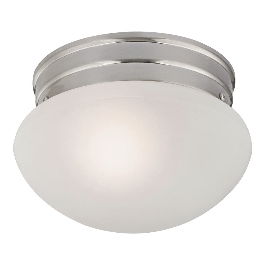 Atlas Lighting Elowen 8in 1-Light Flush Mount | Traditional Brushed Nickel and White Frosted Glass | Bedroom & Hallway Ceiling | Model CL11444-NK