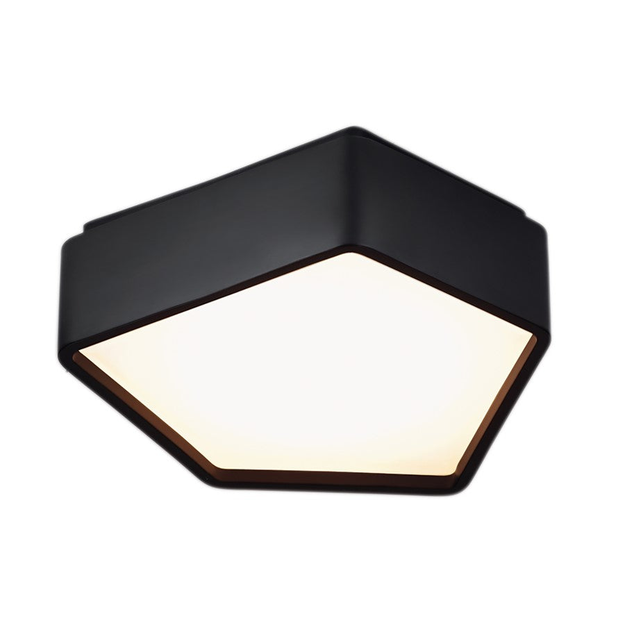 Atlas Lighting Fenway 12in LED Flush Mount | Modern Matte Black and White Glass | Kitchen & Hallway | 12 x 14 x 4 in | Model CL11447-BK