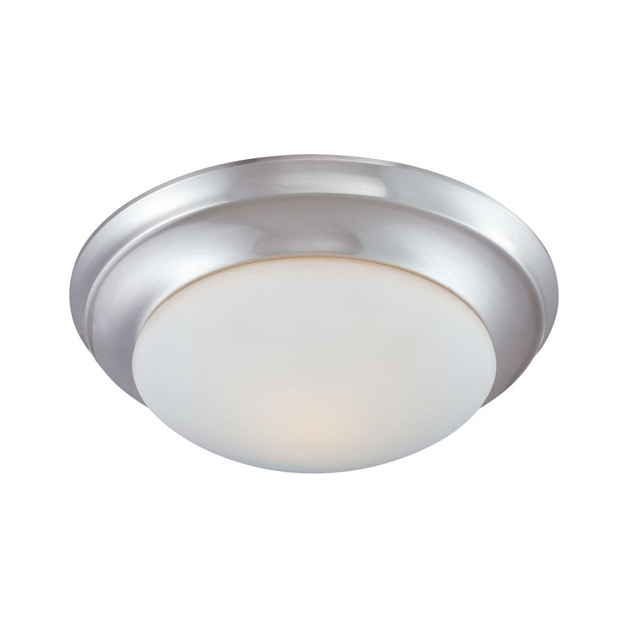 Atlas Lighting Fluor 14in 2-Light Flush Mount | Modern Brushed Nickel and White Frosted Glass | Kitchen & Living Room Ceiling | Model CL11450-NK