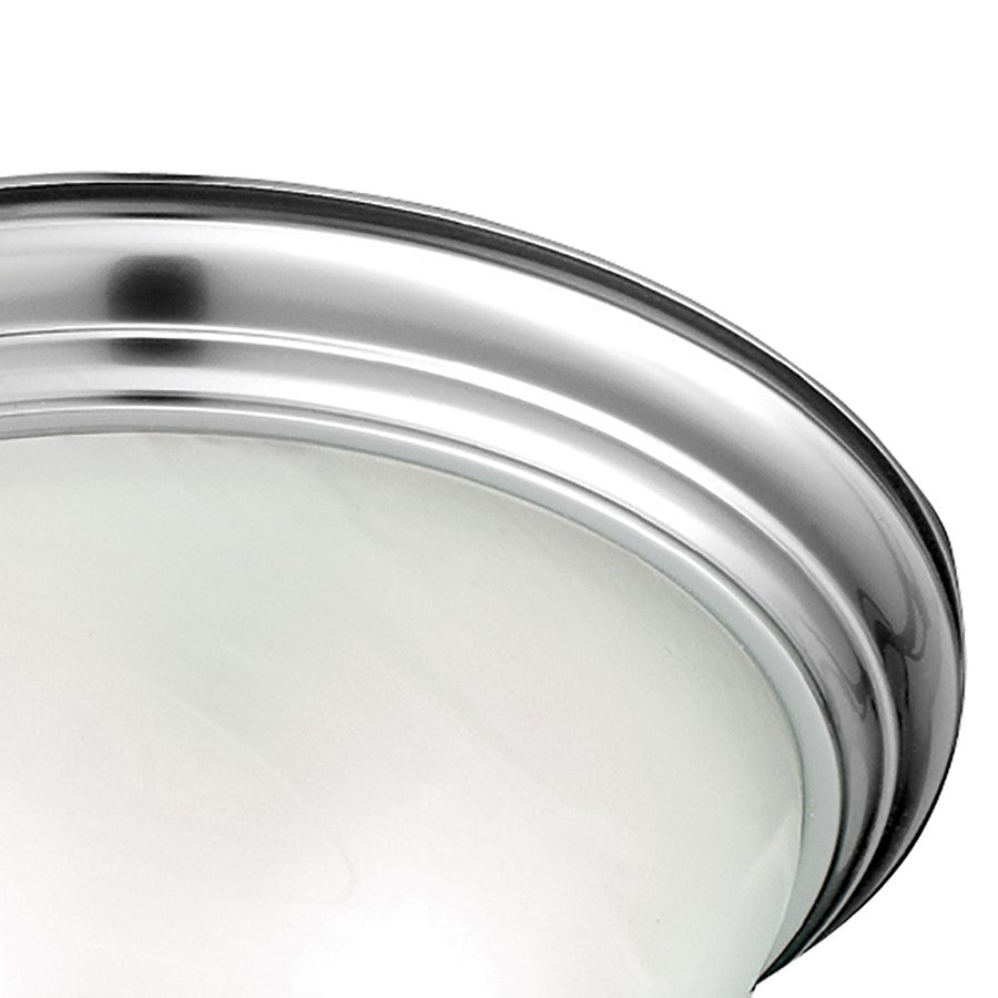 Atlas Lighting Harmony 14in 2-Light Flush Mount | Traditional Silver and White Alabaster Glass | Bedroom & Hallway Ceiling Light | Model CL11460-SV