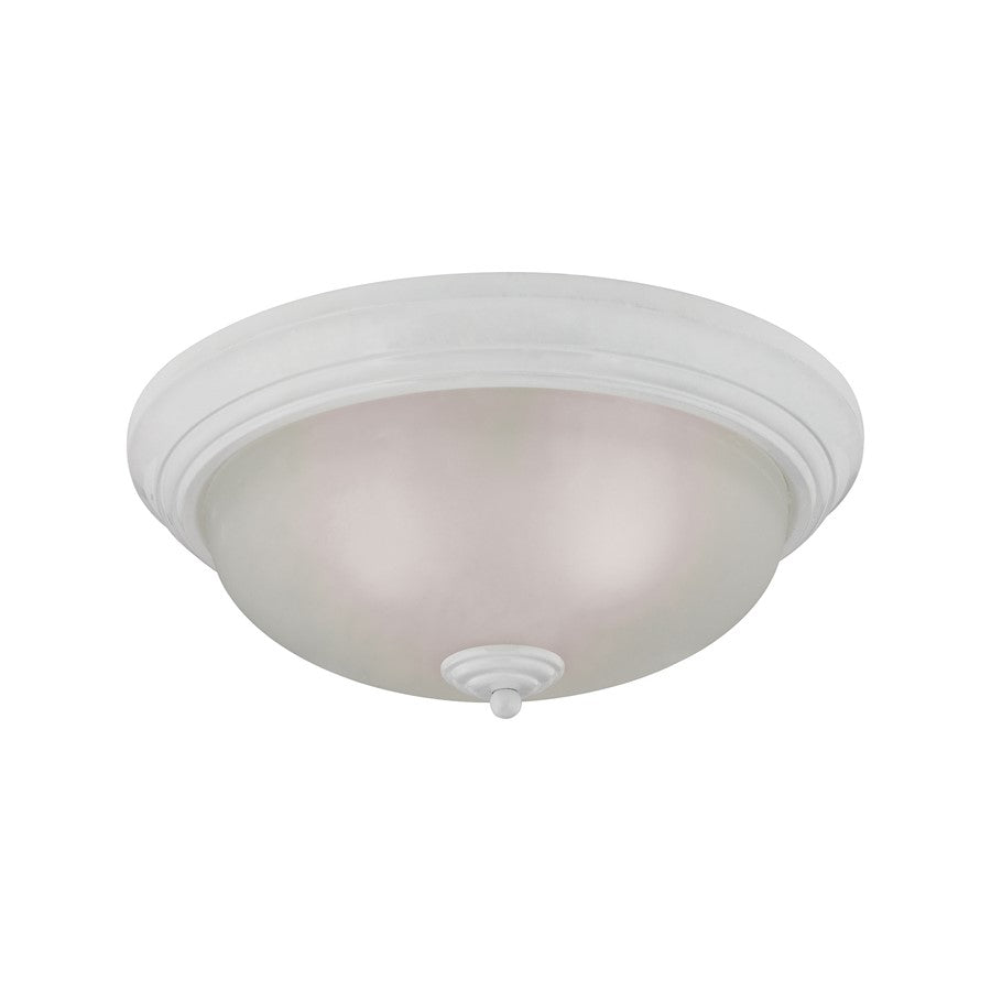 Atlas Lighting Huntington 15in 3-Light Flush Mount | Traditional White and White Glass | Bedroom & Hallway | 15 x 15 x 6 in | Model CL11470-WH