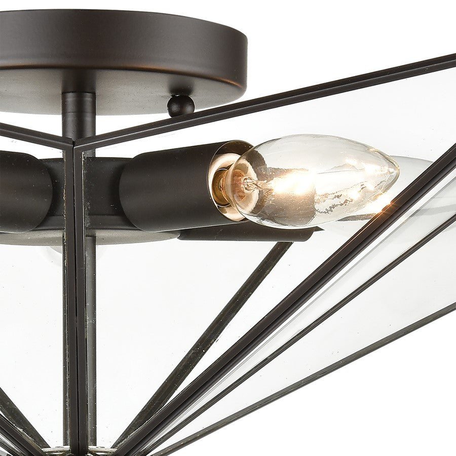 Atlas Lighting Moravian Star 14in 5-Light Flush Mount | Transitional Oil Rubbed Bronze and Clear Glass | Entryway & Hallway | Model CL11481-BZ1
