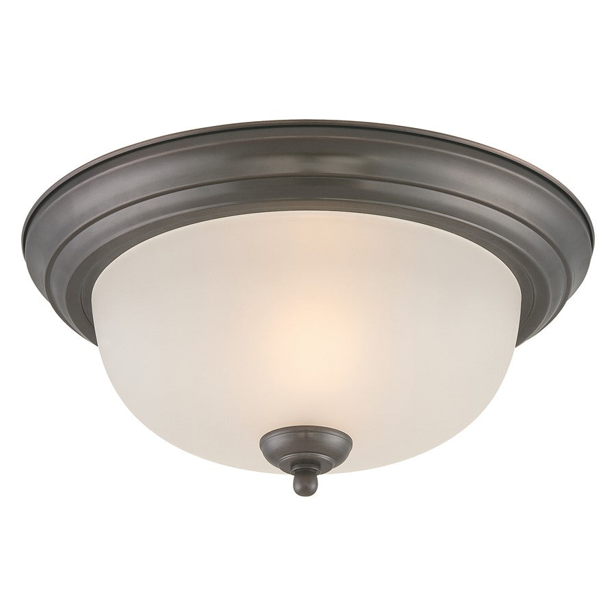 Atlas Lighting Pendenza 13in 2-Light Flush Mount | Transitional Oil Rubbed Bronze and Frosted Glass | Living Room & Bedroom | Model CL11488-BZ
