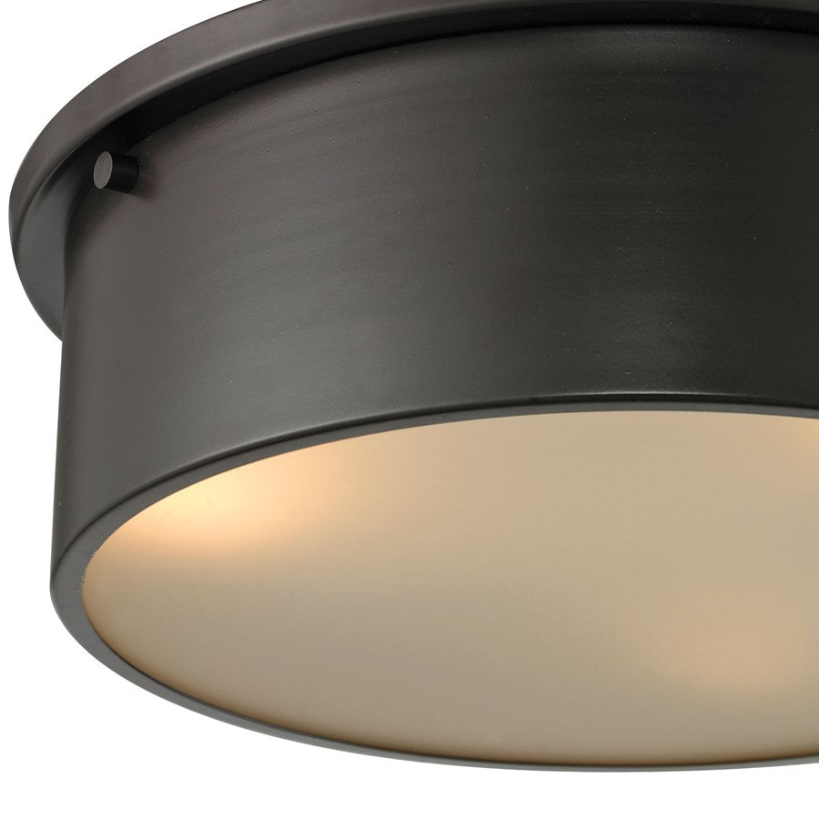 Atlas Lighting Simpson 14in 3-Light Flush Mount | Modern Oil Rubbed Bronze and Bronze Metal Shade | Bedroom & Hallway | Model CL11499-BZ