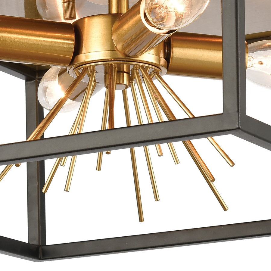 Atlas Lighting Spark 12in 4-Light Flush Mount | Transitional Matte Black and Clear Glass | Bedroom & Hallway Ceiling Light | Model CL11500-BK