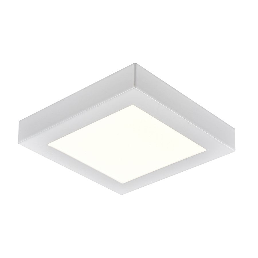 Atlas Lighting Titan 6in 1-Light LED Square Flush Mount | Modern White Metal and Acrylic | Hallway & Bedroom Ceiling Light | Model CL11515-WH
