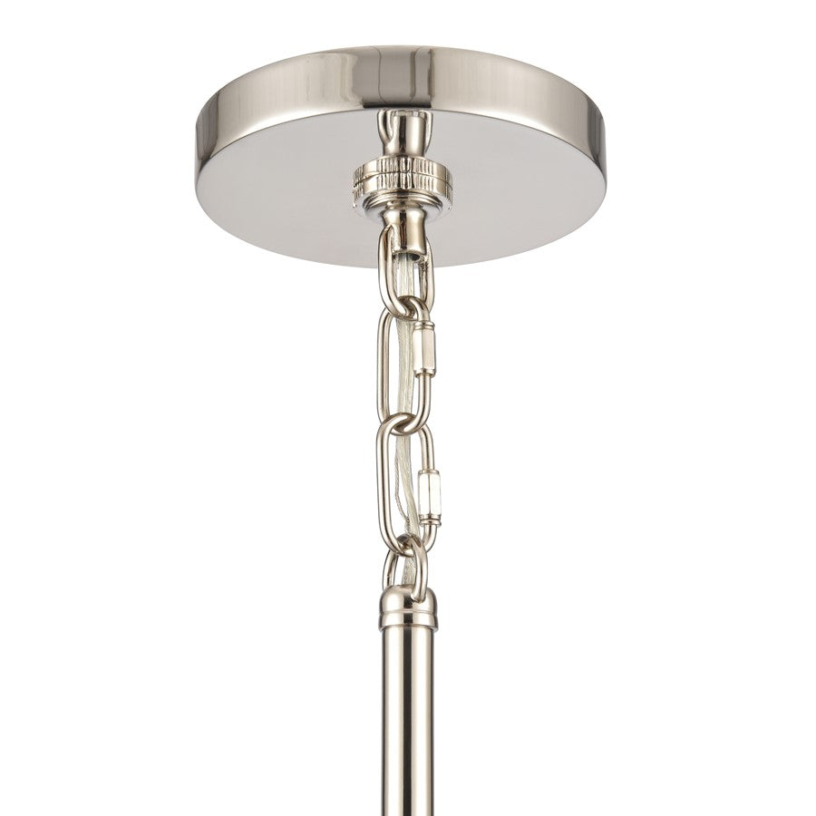 Atlas Lighting Abaca 5in 1-Light Mini Pendant | Transitional Polished Nickel and Gray Rope | Kitchen Island & Dining Room | Model CL11524-NK