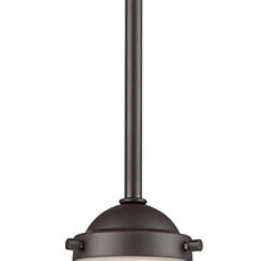 Atlas Lighting Beckett 6in 1-Light Mini Pendant | Modern Oil Rubbed Bronze and White Frosted Glass | Kitchen Island & Dining Room | Model CL11536-BZ1