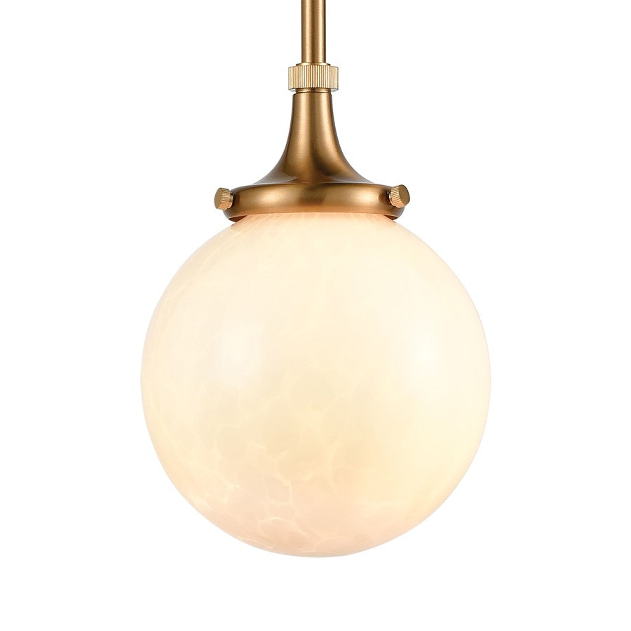 Atlas Lighting Beverly Hills 6in 1-Light Mini Pendant | Retro Satin Brass and White Frosted Glass | Kitchen Island & Dining Room | Model CL11541-BS