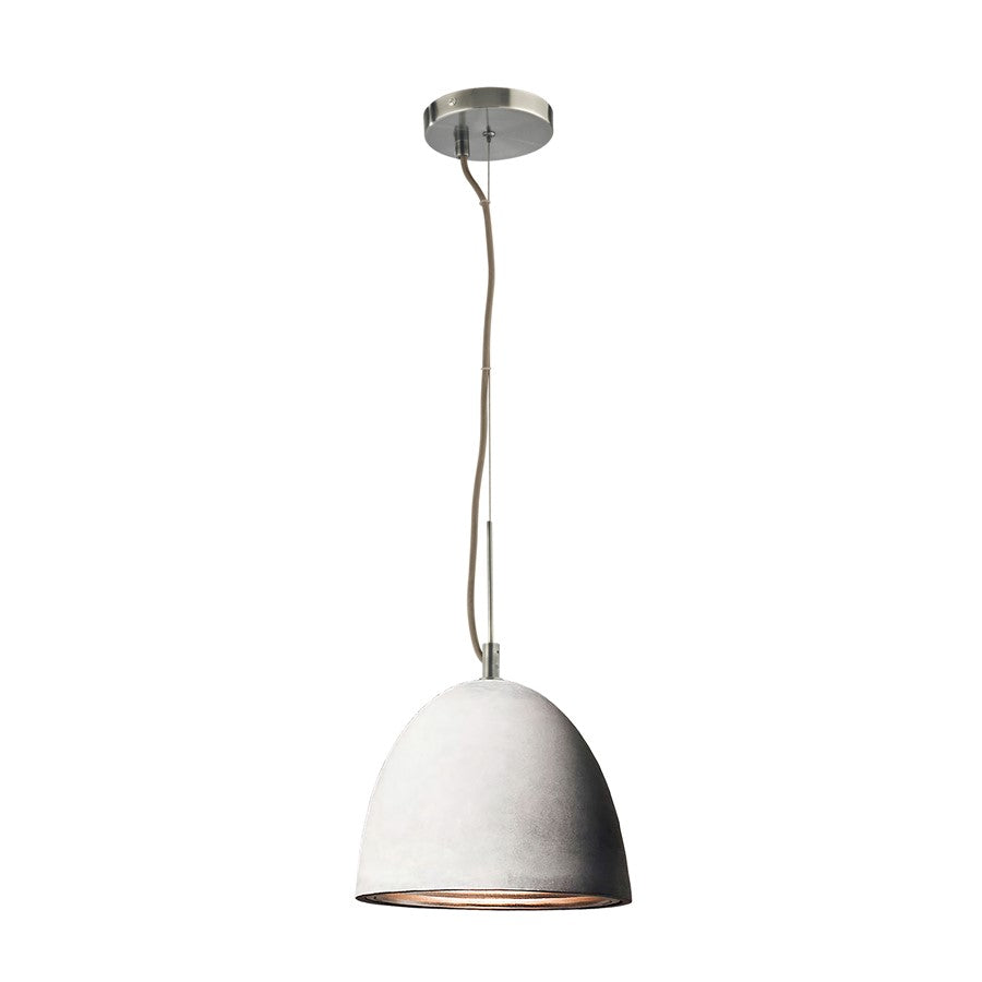 Atlas Lighting Castle 8in 1-Light Pendant | Modern Polished Concrete and Chrome Metal Shade | Kitchen Island & Dining Room | Model CL11557-GY