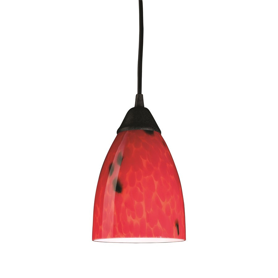 Atlas Lighting Classico 5in 1-Light Pendant | Transitional Dark Rust and Fire Red Glass | Kitchen Island & Dining Room | Model CL11565-RD