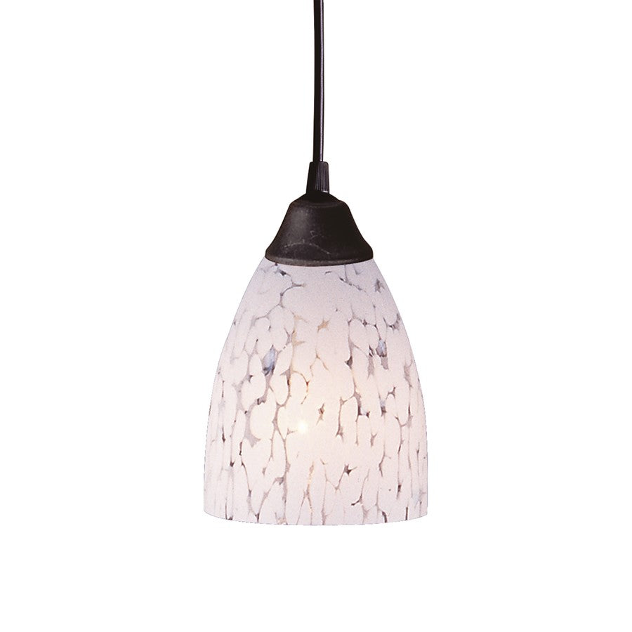 Atlas Lighting Classico 5in 1-Light Pendant | Transitional Dark Rust and Snow White Frosted Glass | Kitchen Island & Dining Room | Model CL11565-WH1