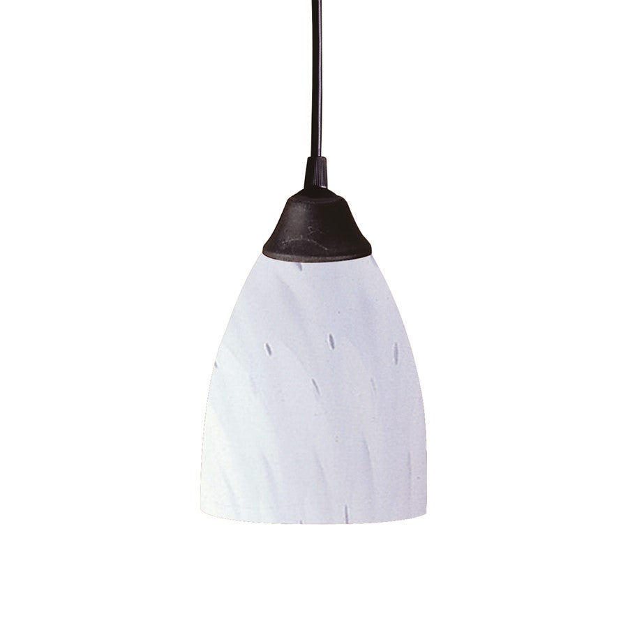 Atlas Lighting Classico 5in 1-Light Pendant | Transitional Dark Rust and Simple White Frosted Glass | Kitchen Island & Dining | Model CL11565-WH2