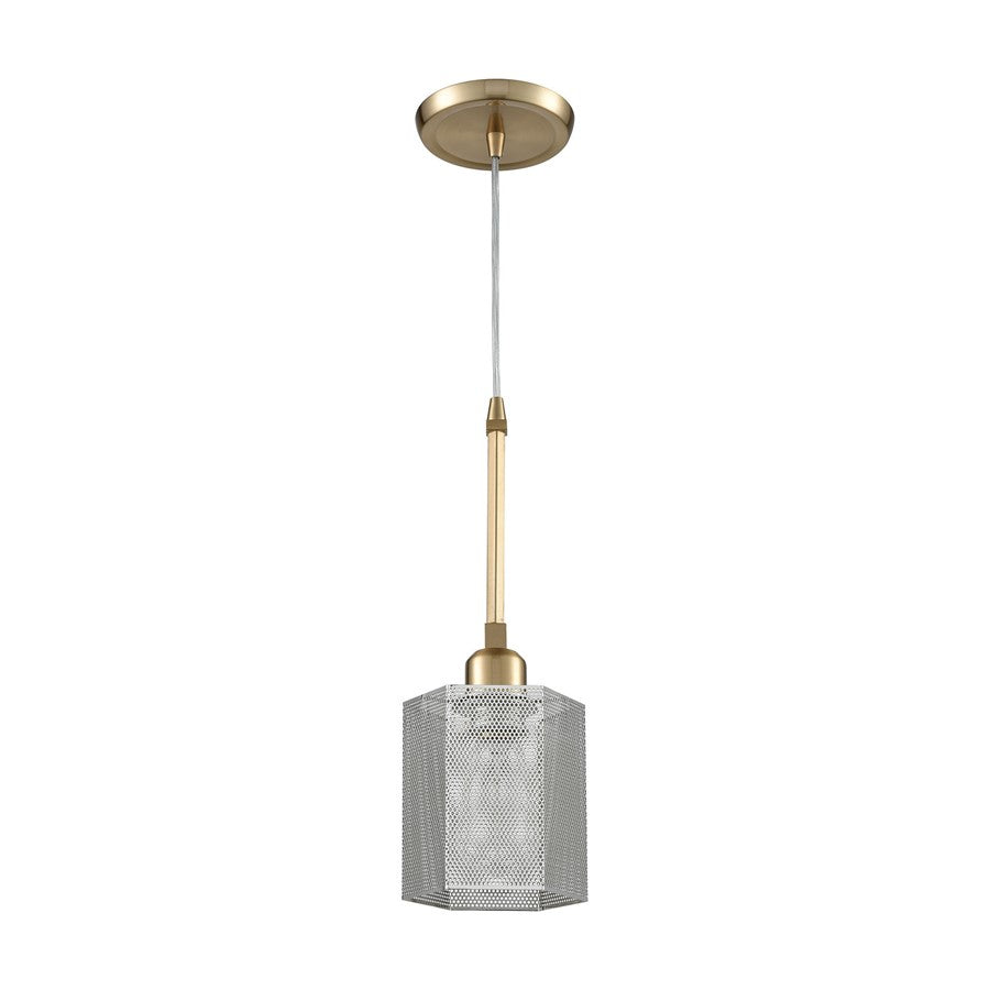 Atlas Lighting Compartir 6in 1-Light Mini Pendant | Satin Brass and Polished Nickel Metal | Kitchen Island & Dining Room | Model CL11567-BS