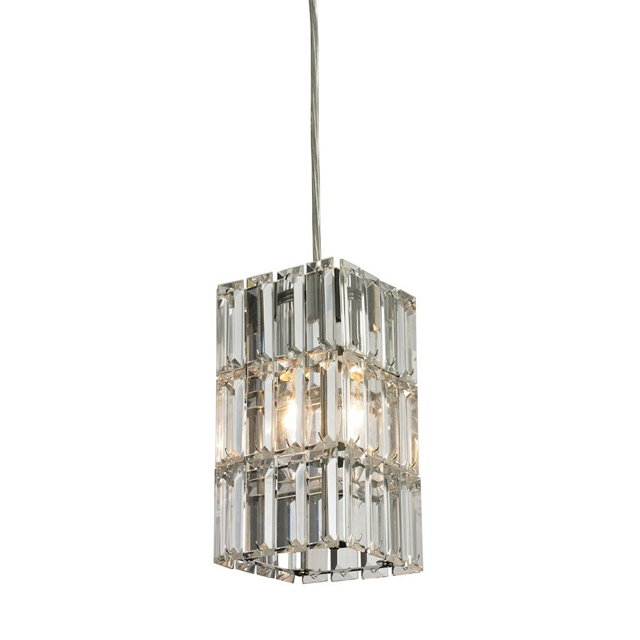 Atlas Lighting Cynthia 4in 1-Light Mini Pendant | Modern Polished Chrome and Clear Crystal | Kitchen Island & Dining Room | Model CL11571-CH