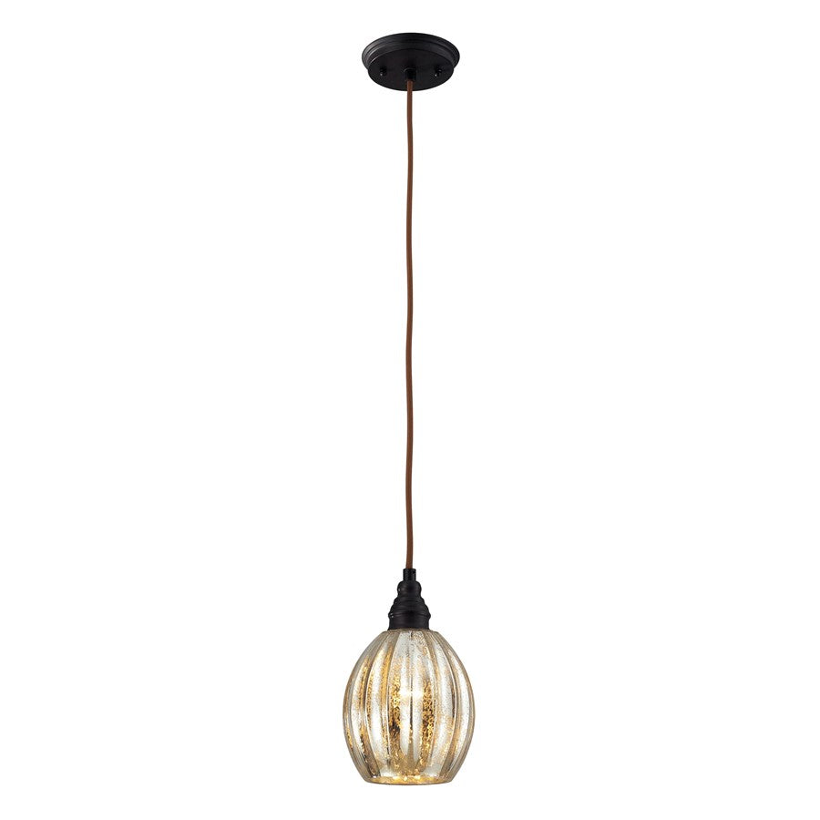 Atlas Lighting Danica 6in 1-Light Mini Pendant | Transitional Oil Rubbed Bronze and Silver Mercury Glass | Kitchen Island & Dining | Model CL11573-BZ