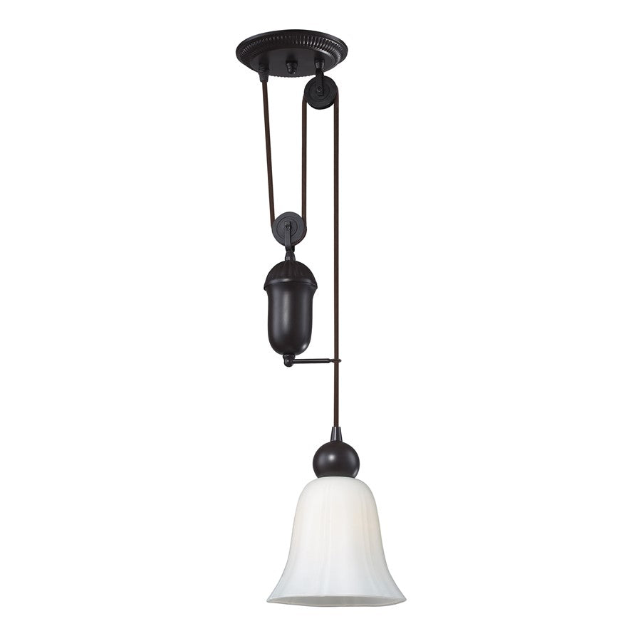 Atlas Lighting Farmhouse 7in 1-Light Mini Pendant | Transitional Oil Rubbed Bronze and White Glass | Kitchen Island & Dining Room | Model CL11585-BZ