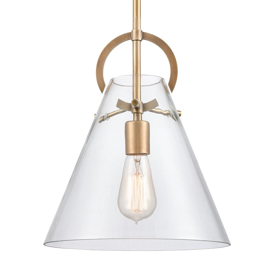 Atlas Lighting Gabby 11in 1-Light Mini Pendant | Modern Brass and Clear Glass | Kitchen Island & Dining Room | 11 x 11 x 14 in | Model CL11592-BS