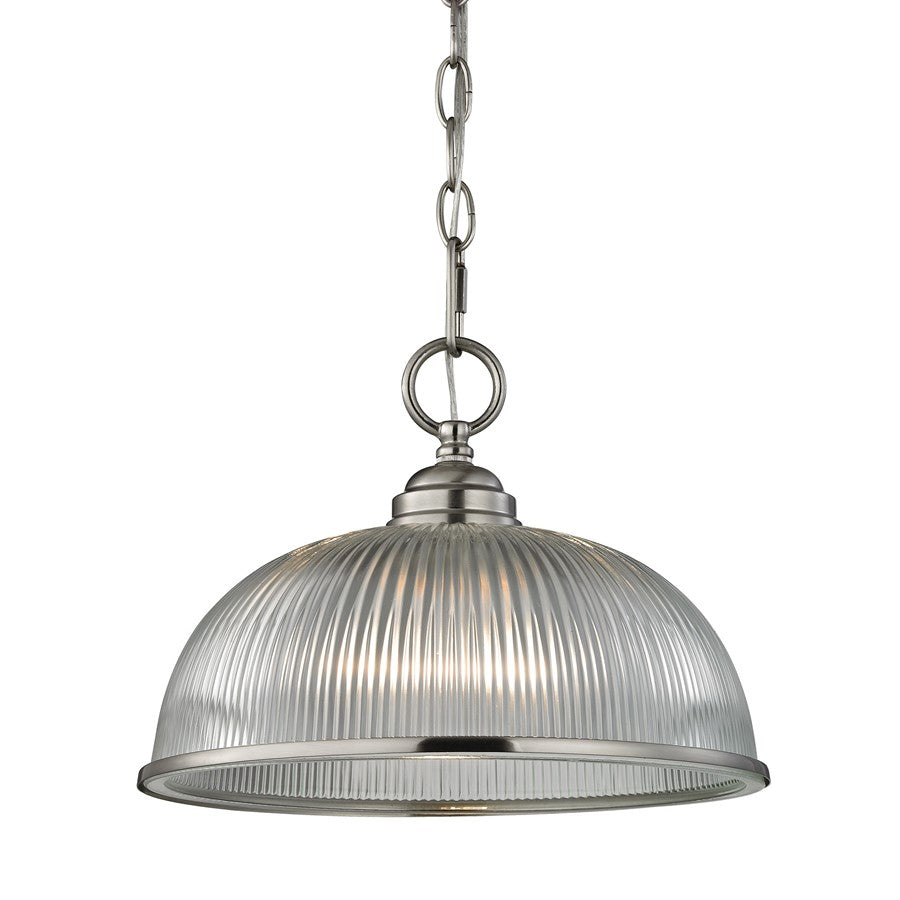 Atlas Lighting Liberty Park 12in 1-Light Mini Pendant | Traditional Brushed Nickel and Clear Glass | Kitchen Island & Dining Room | Model CL11620-NK