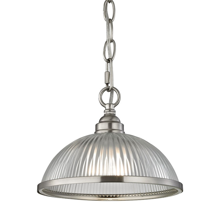 Atlas Lighting Liberty Park 9in 1-Light Mini Pendant | Traditional Brushed Nickel and Clear Glass | Kitchen Island & Dining Room | Model CL11621-NK