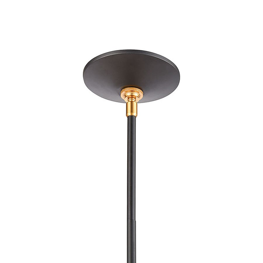 Atlas Lighting Modley 7in 1-Light Mini Pendant | Matte Black and Brushed Brass | Kitchen Island & Dining Room | 7 x 7 x 10 in | Model CL11643-BK