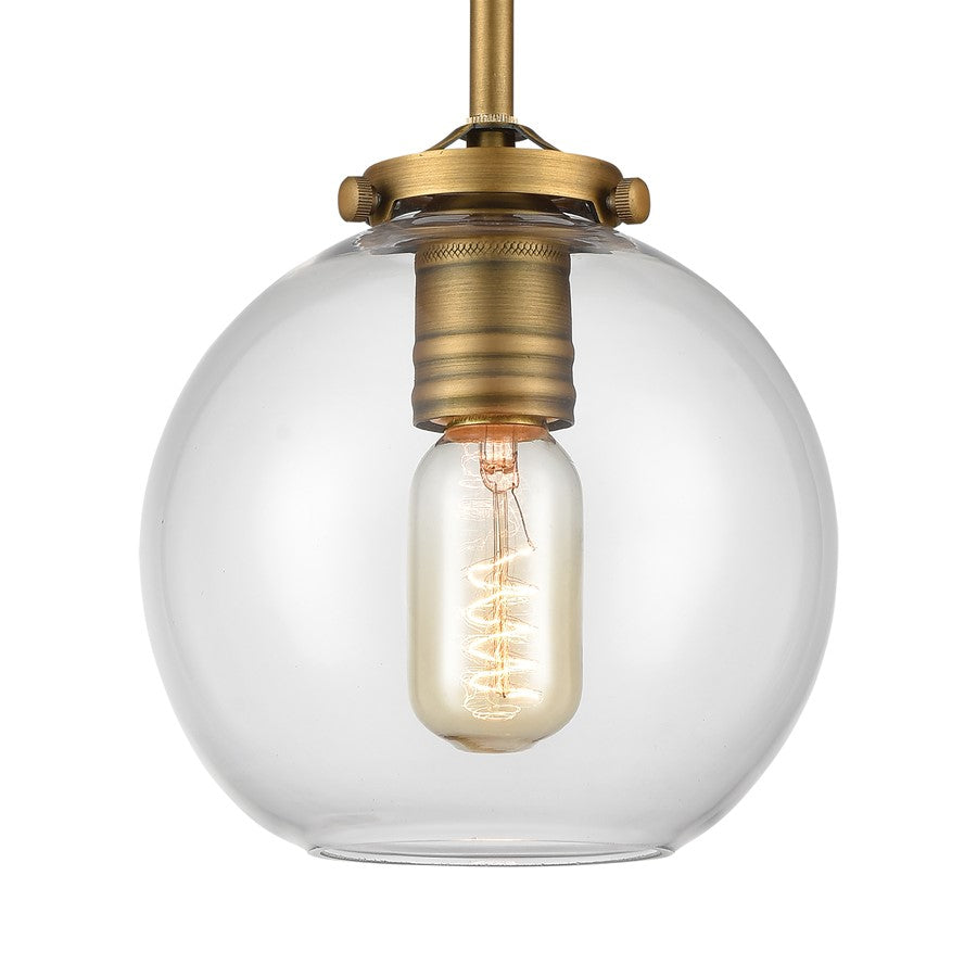 Atlas Lighting Mountain Creek 7in 1-Light Mini Pendant | Aged Brass and Clear Glass | Kitchen Island & Dining Room | 7 x 7 x 12 in | Model CL11645-BS