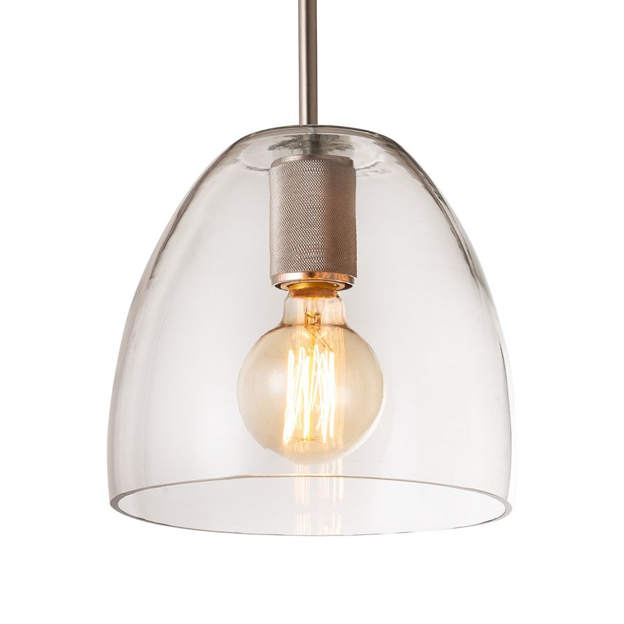 Atlas Lighting Netta 10in 1-Light Mini Pendant | Modern Satin Nickel and Clear Glass | Living Room & Bedroom | 11-81in H | Model CL11652-NK