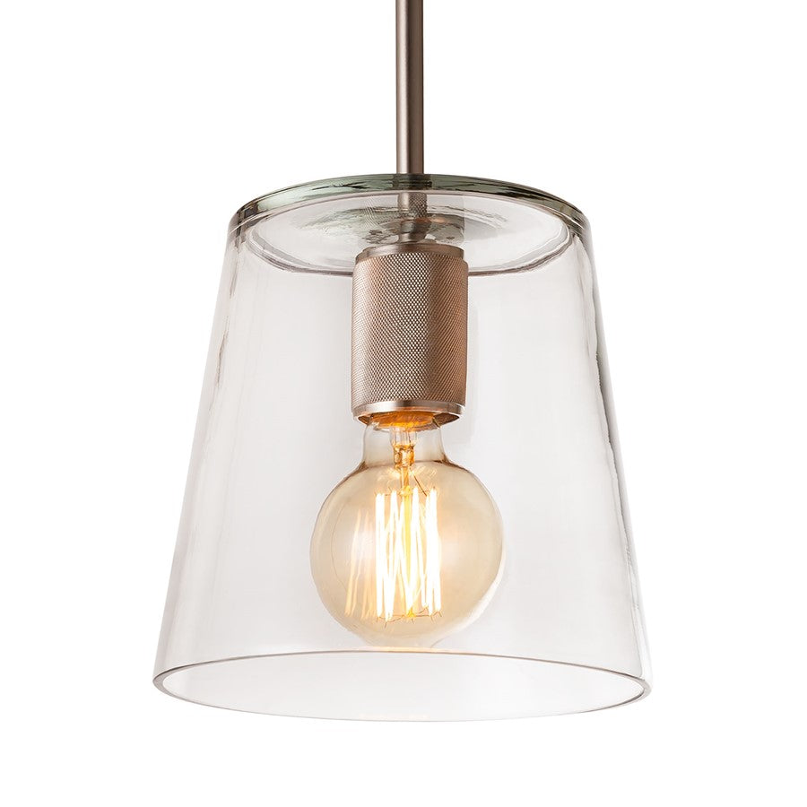 Atlas Lighting Netta 8in 1-Light Mini Pendant | Modern Satin Nickel and Clear Glass | Living Room & Bedroom | 11-81in H | Model CL11653-NK