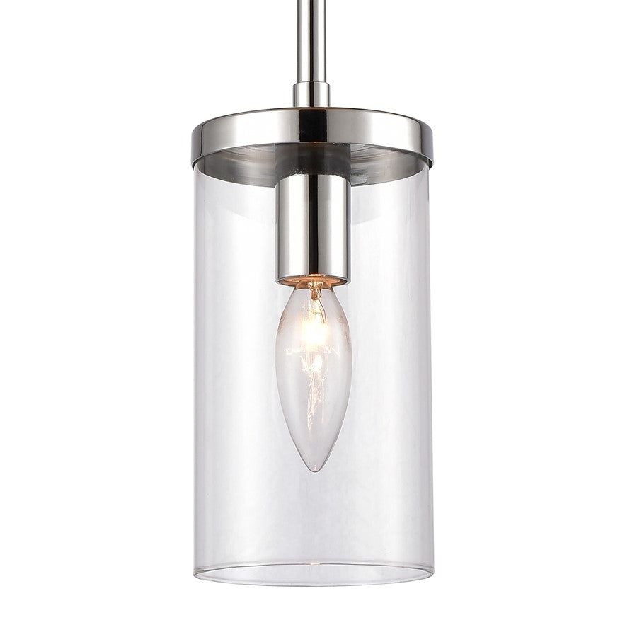 Atlas Lighting Oakland 4in 1-Light Mini Pendant | Modern Chrome and Clear Glass | Kitchen Island & Dining Room | 4 x 4 x 8 in | Model CL11655-CH