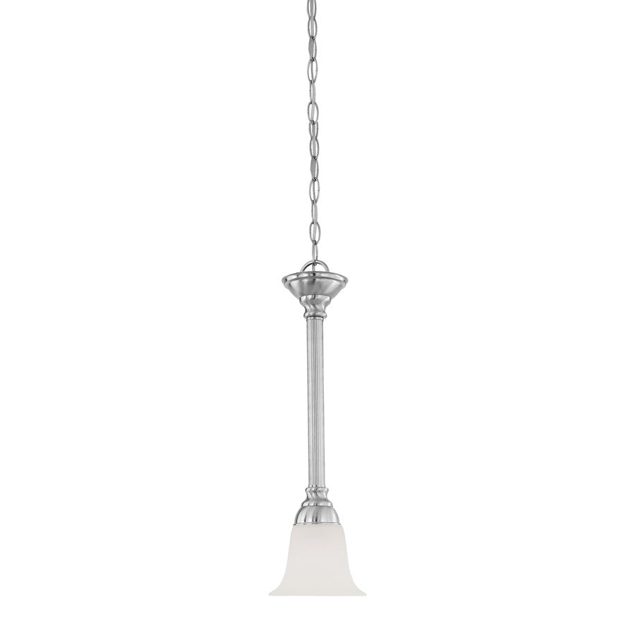 Atlas Lighting Riva 6in 1-Light Mini Pendant | Transitional Brushed Nickel and White Glass | Kitchen Island & Dining Room | Model CL11670-NK