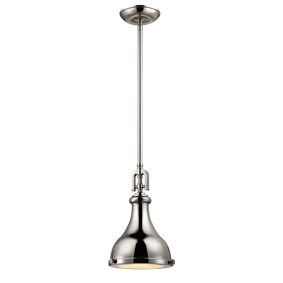 Atlas Lighting Rutherford 9in 1-Light Mini Pendant | Transitional Polished Nickel Metal | Kitchen Island & Dining Room | Model CL11672-NK1