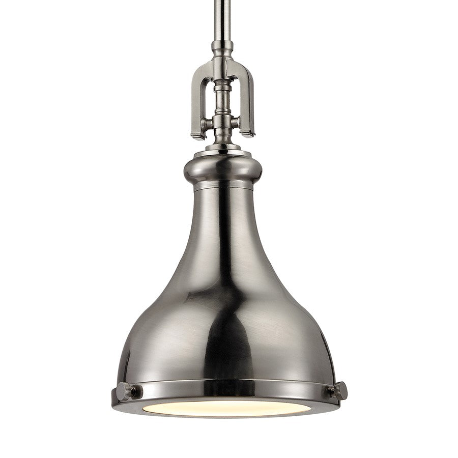 Atlas Lighting Rutherford 9in 1-Light Mini Pendant | Transitional Brushed Nickel Metal | Kitchen Island & Dining Room | Model CL11672-NK2