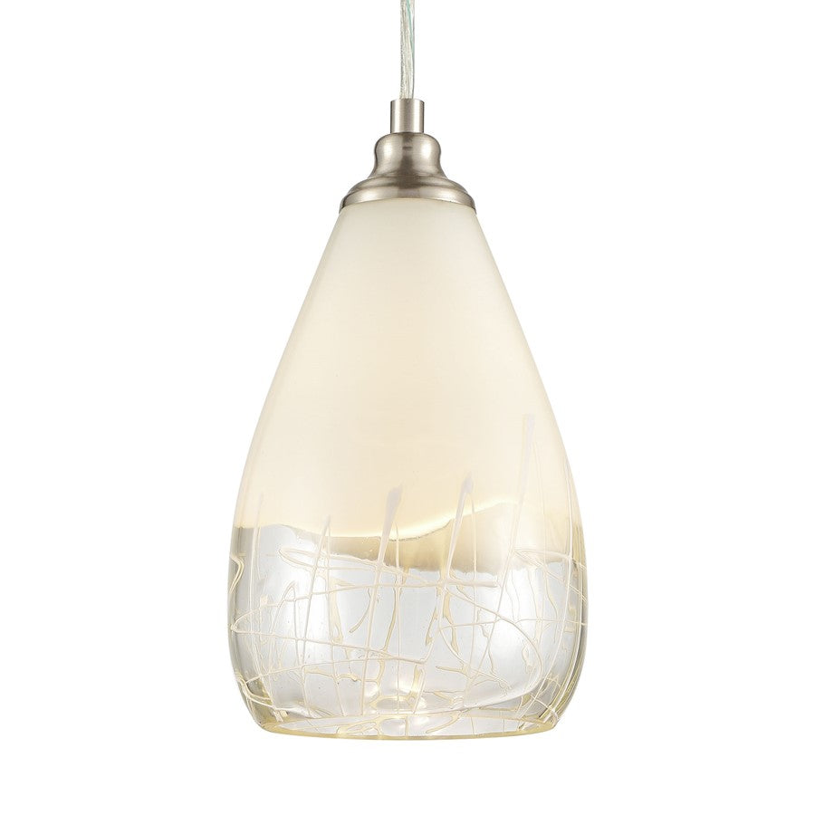 Atlas Lighting Sugarcoat 6in 1-Light Mini Pendant | Modern Satin Nickel and White Frosted Glass | Kitchen Island & Dining Room | Model CL11687-WH