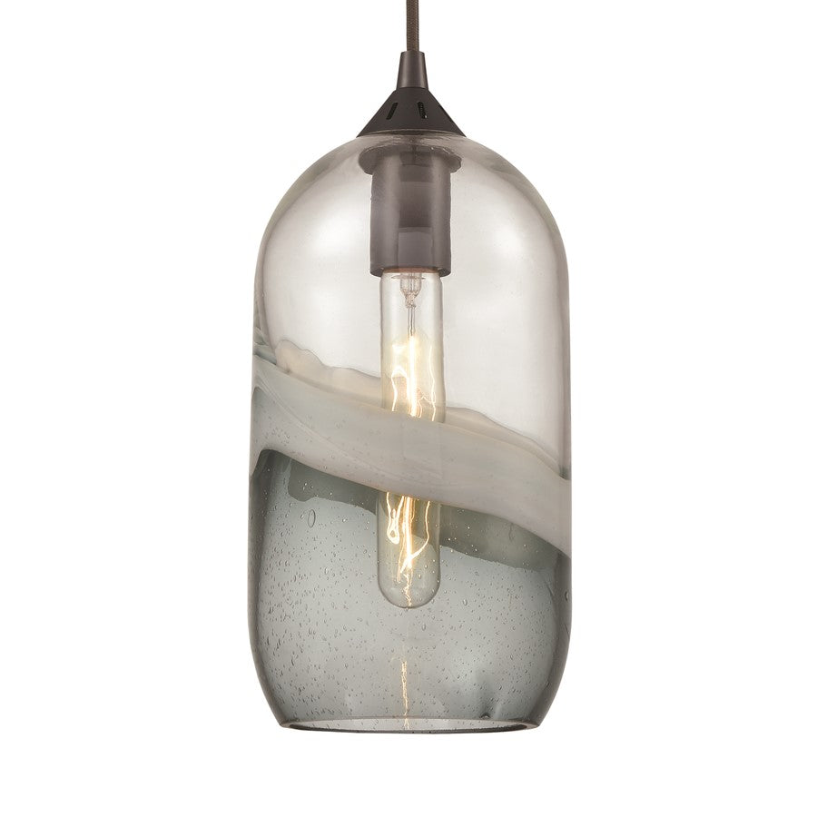 Atlas Lighting Sutter Creek 6in 1-Light Pendant | Modern Oil Rubbed Bronze and Gray Seeded Glass | Kitchen Island & Dining Room | Model CL11691-GY