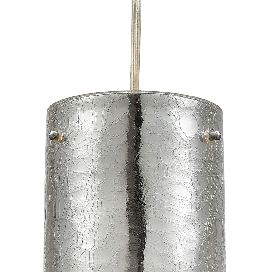 Atlas Lighting Tallula 4in 1-Light Pendant | Modern Polished Chrome and Crackle Glass | Kitchen Island & Dining Room | 4 x 4 x 8 in | Model CL11694-CH