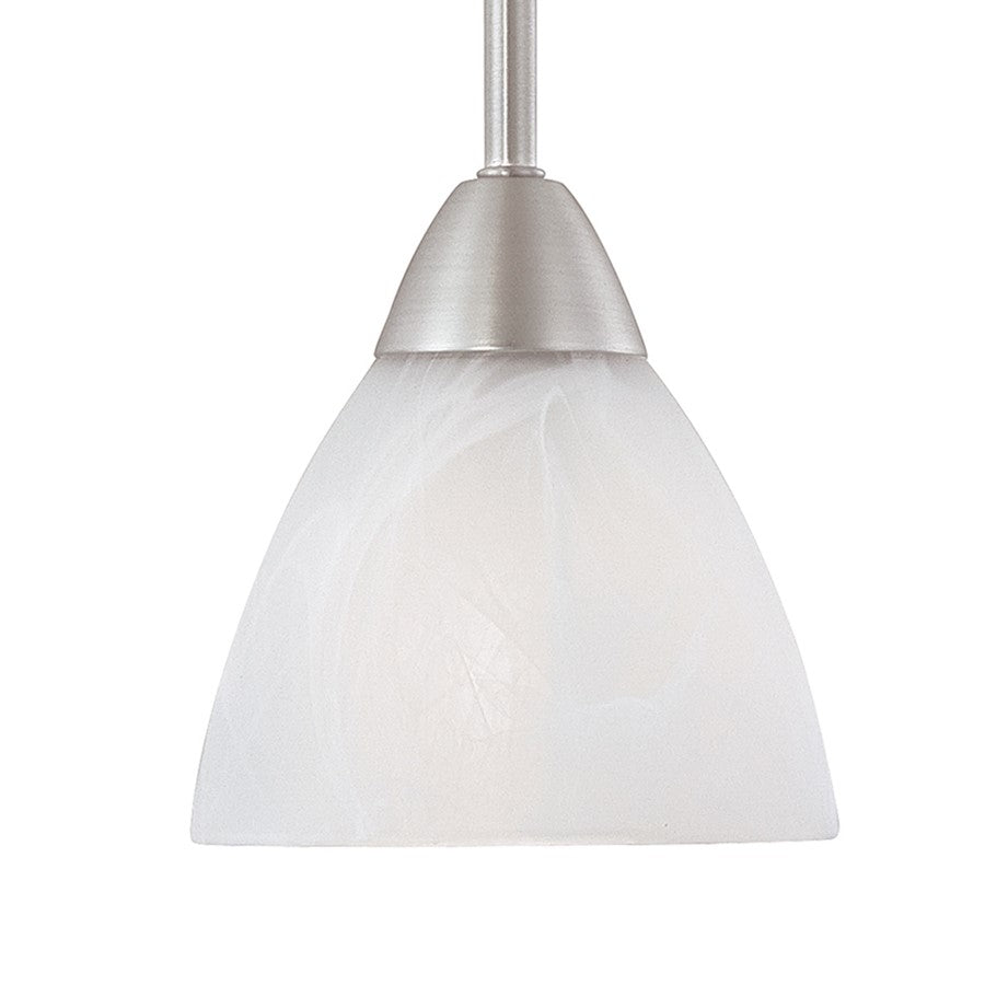 Atlas Lighting Tia 5in 1-Light Mini Pendant | Traditional Matte Nickel and White Frosted Glass | Kitchen & Dining Room | Model CL11696-NK