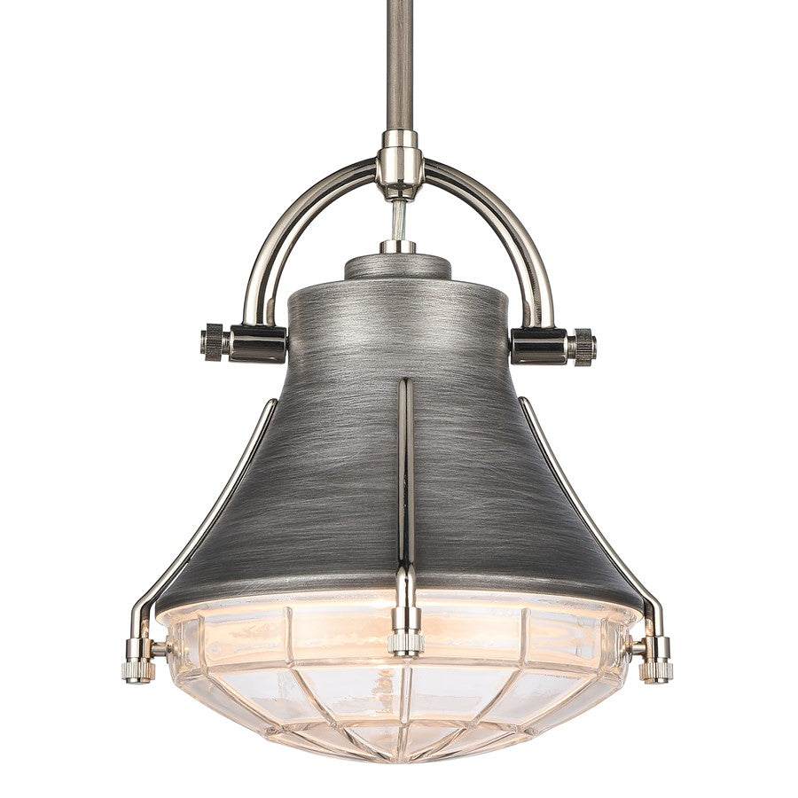 Atlas Lighting Urbanite 9in 1-Light Mini Pendant | Industrial Weathered Zinc and Clear Glass | Kitchen Island & Dining Room | Model CL11702-SV