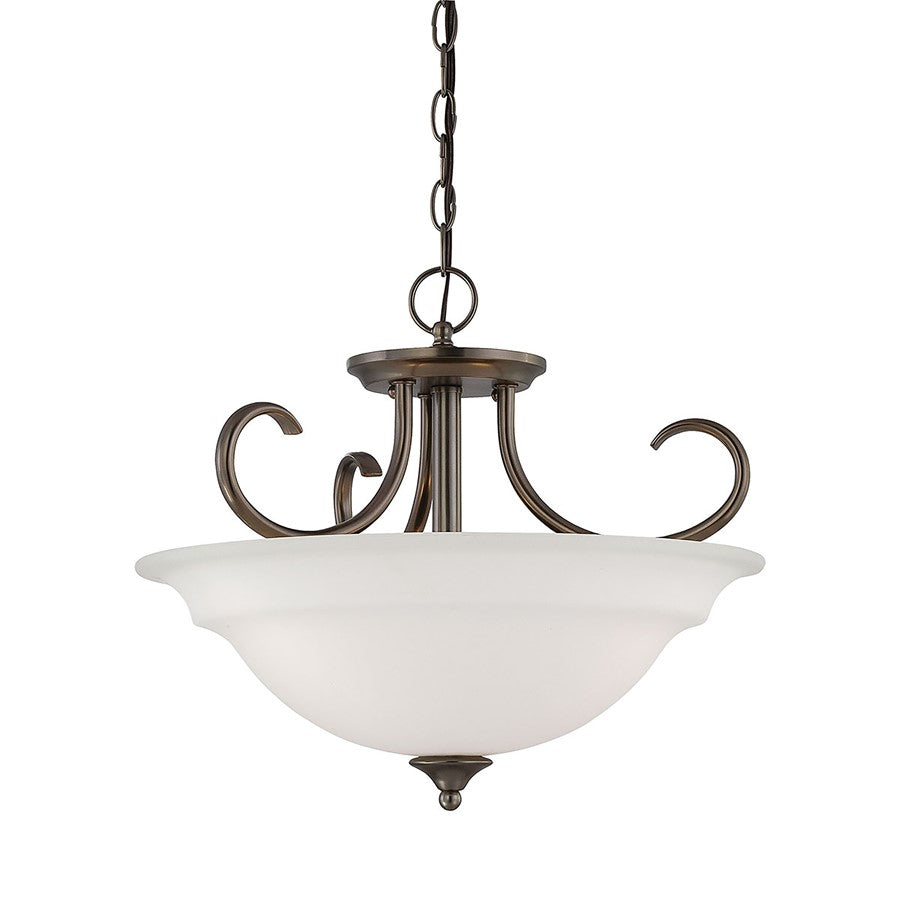 Atlas Lighting Bella 16in 3-Light Pendant | Traditional Oil Rubbed Bronze and White Frosted Glass | Dining Room & Kitchen Island | Model CL11725-BZ