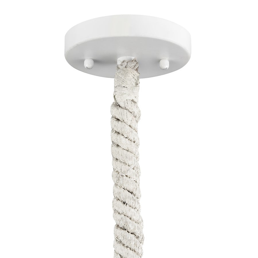 Atlas Lighting Air Loom 16.5in 1-Light Pendant | Coastal White Rope and Metal | Dining Room & Living Room | 16.5 x 16.5 x 17 in | Model CL11726-WH