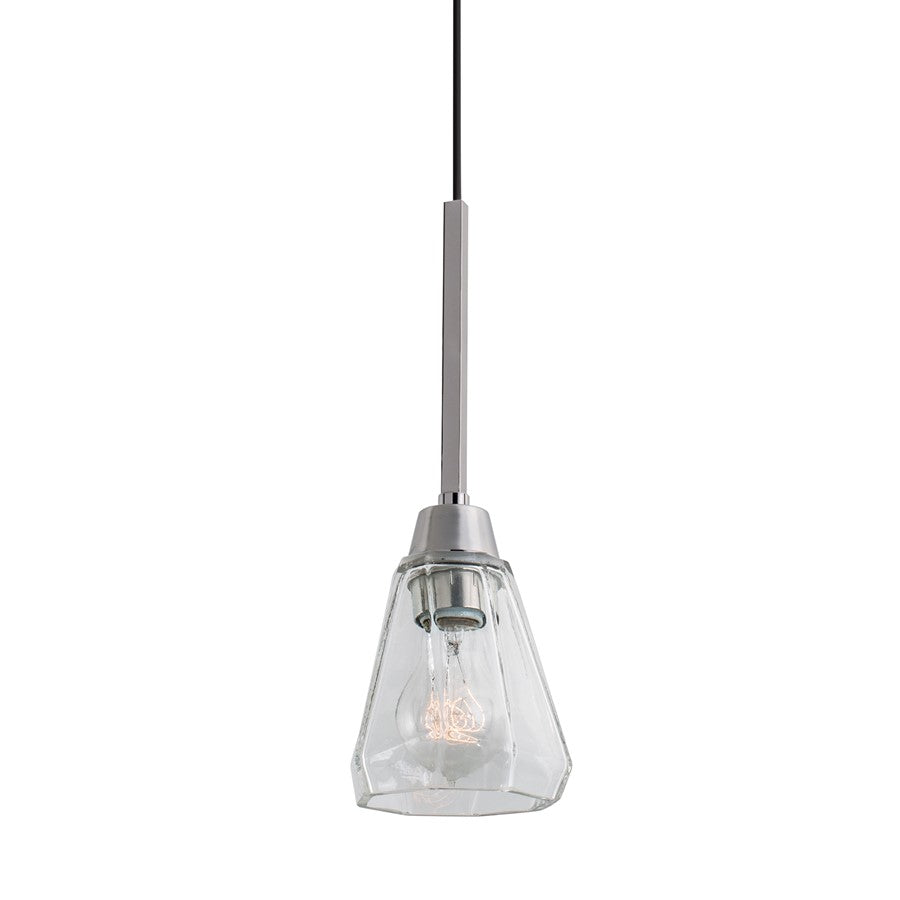 Atlas Lighting Arctic 5in 1-Light Pendant | Modern Polished Nickel and Clear Glass | Kitchen Island & Dining Room | 5 x 5 x 13 in | Model CL11728-NK
