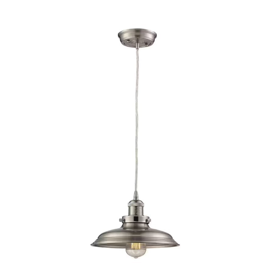 Atlas Lighting Biern 10in 1-Light Pendant | Industrial Pewter Metal | Kitchen Island & Dining Room | 10 x 10 x 82 in | Model CL11731-SV