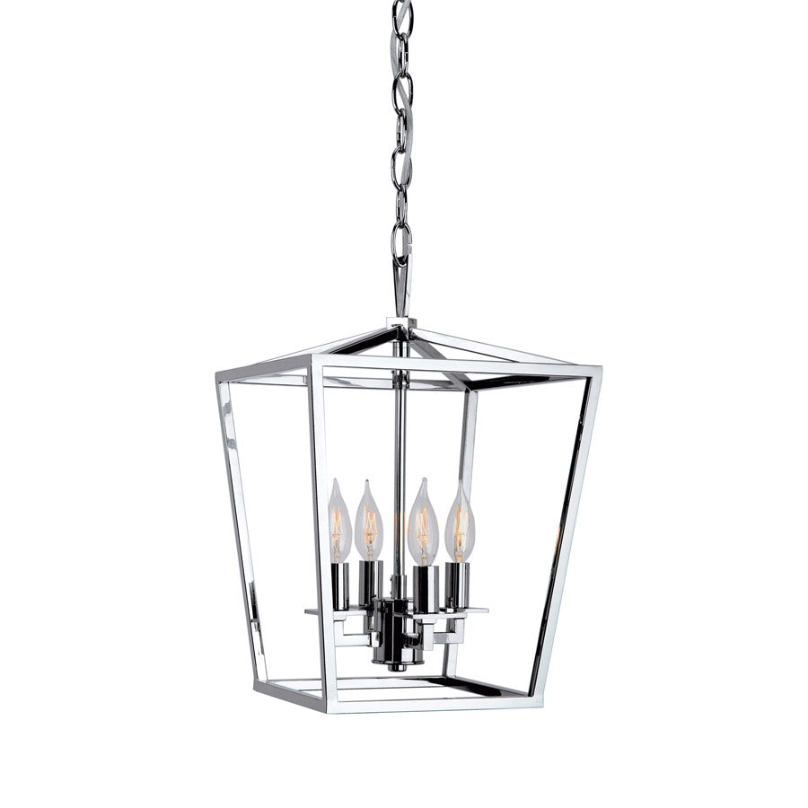 Atlas Lighting Cage 12in 4-Light Lantern Pendant | Traditional Polished Nickel Steel | Kitchen Island & Dining Room | Model CL11742-NK