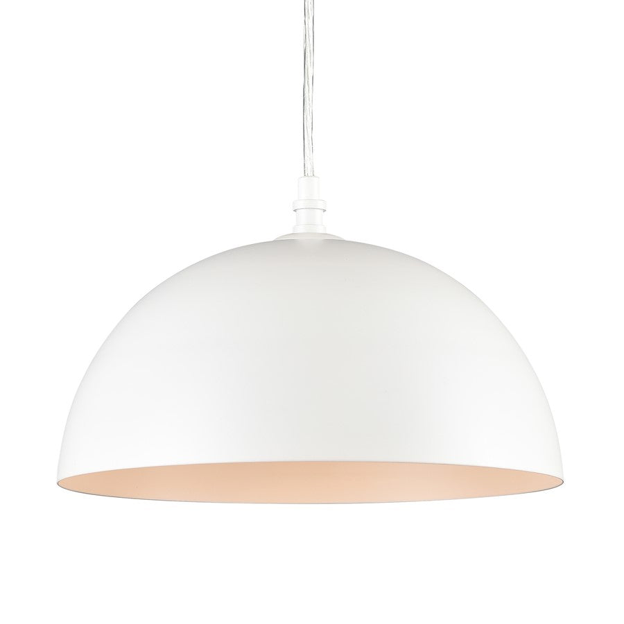 Atlas Lighting Chelsea 12in 1-Light Pendant | Modern White Metal Dome | Kitchen Island & Dining Room | 12 x 12 x 7.5 in | Model CL11753-WH
