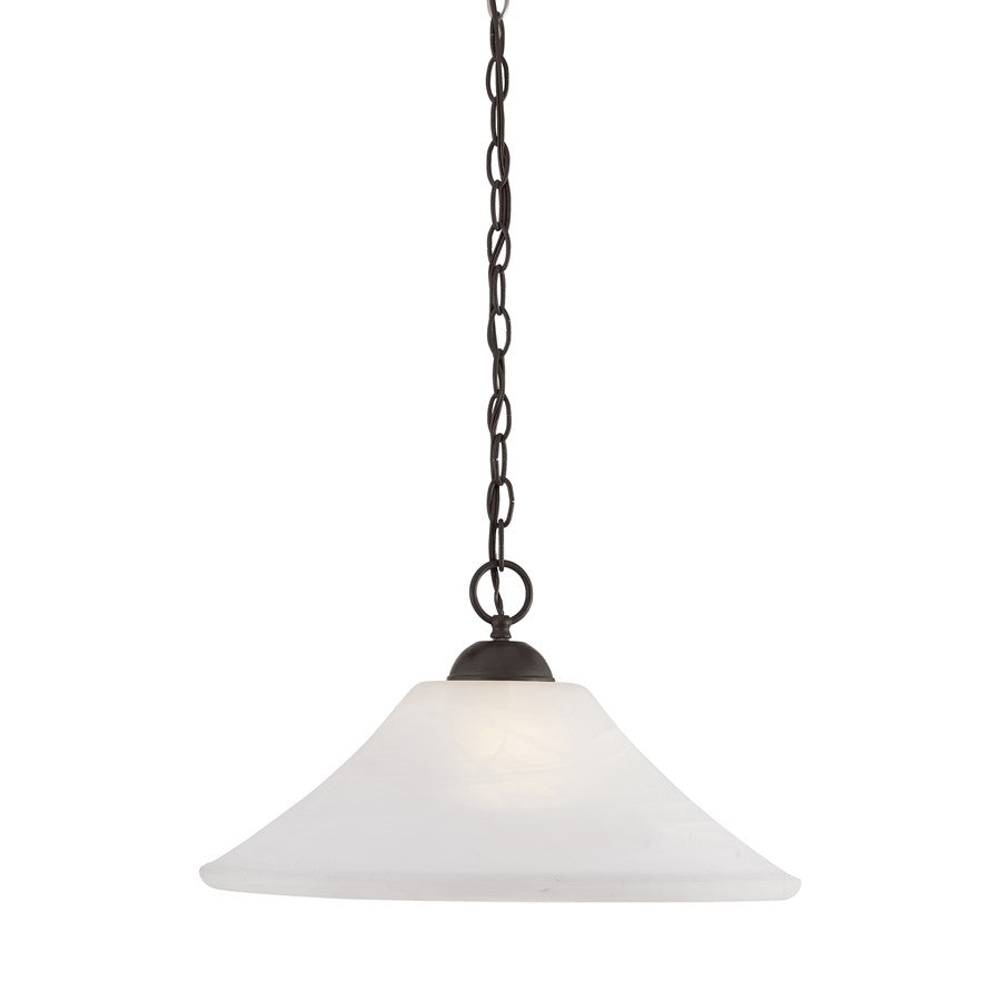 Atlas Lighting Elipse 18in 1-Light Pendant | Traditional Painted Bronze and White Frosted Glass | Kitchen Island & Dining Room | Model CL11766-BZ